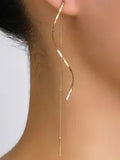 Elegant Wave Shaped Tassel Design Copper Craftsmanship Dangle Earrings, Dangling Earrings