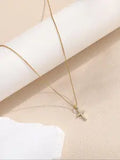 Rhinestone Decor Cross Pendant Necklace for Women & Girls, Fashion Jewelry for Party,